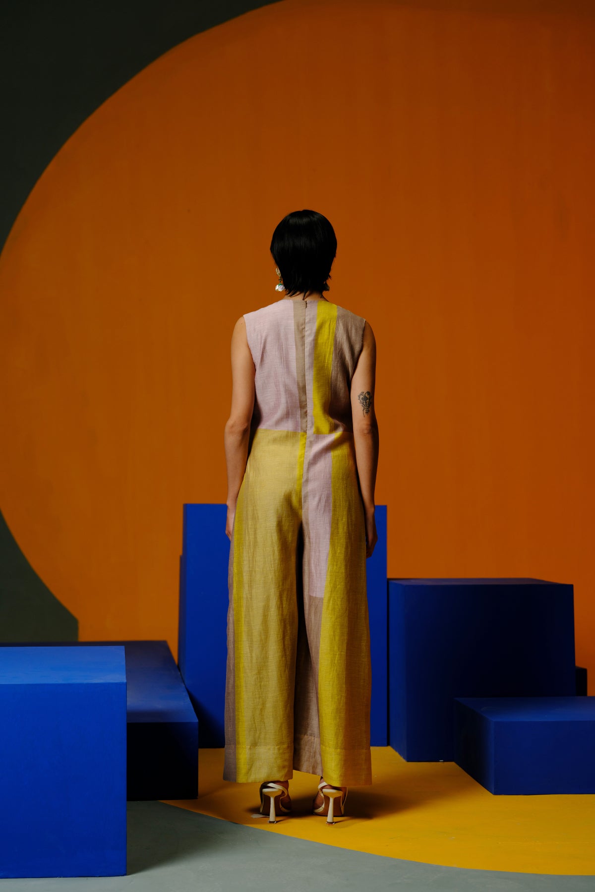 Candy Floss Smoky Beige & Bright Yellow Jumpsuit