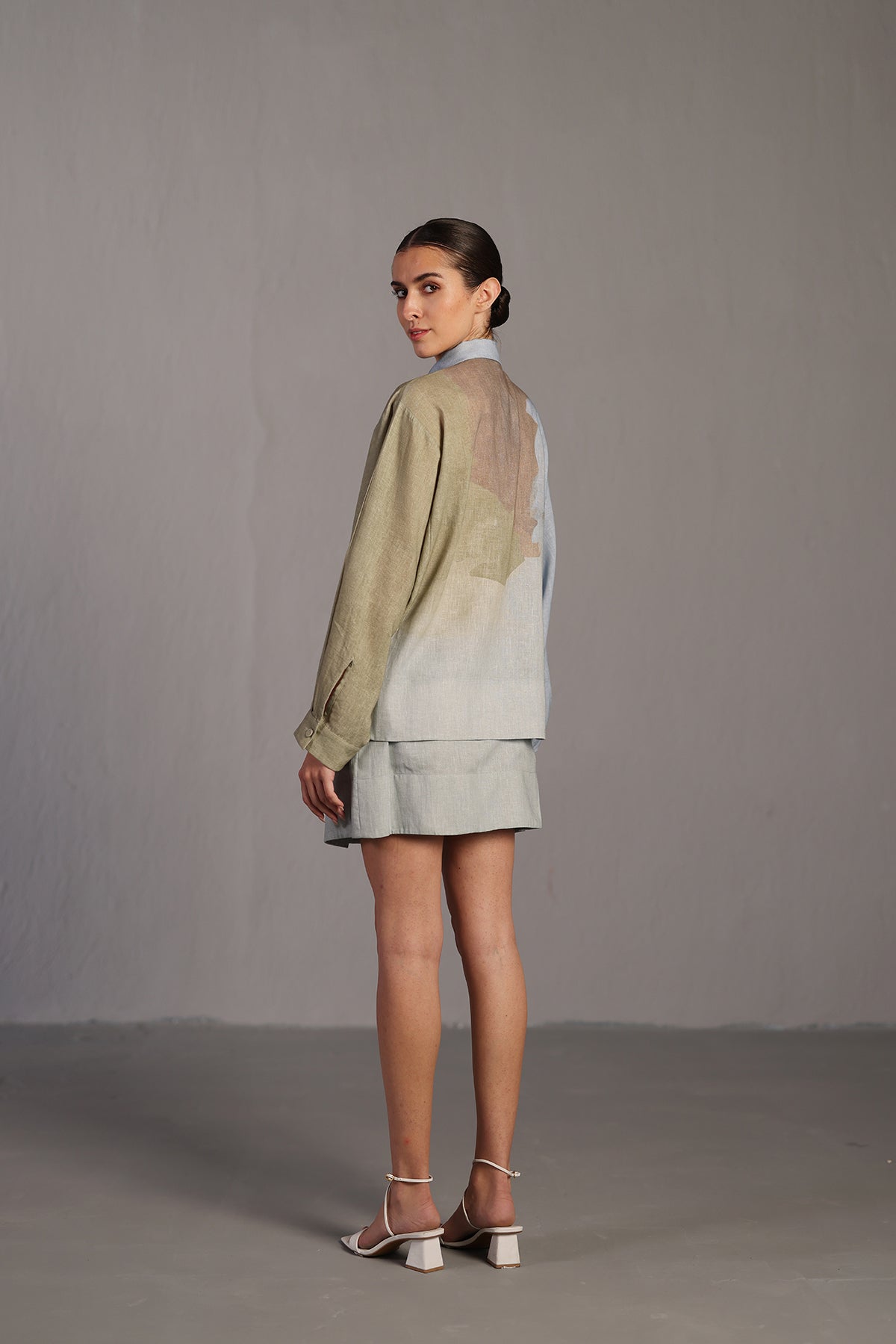 Diffuse Pastel Blue & Green Skirt Set