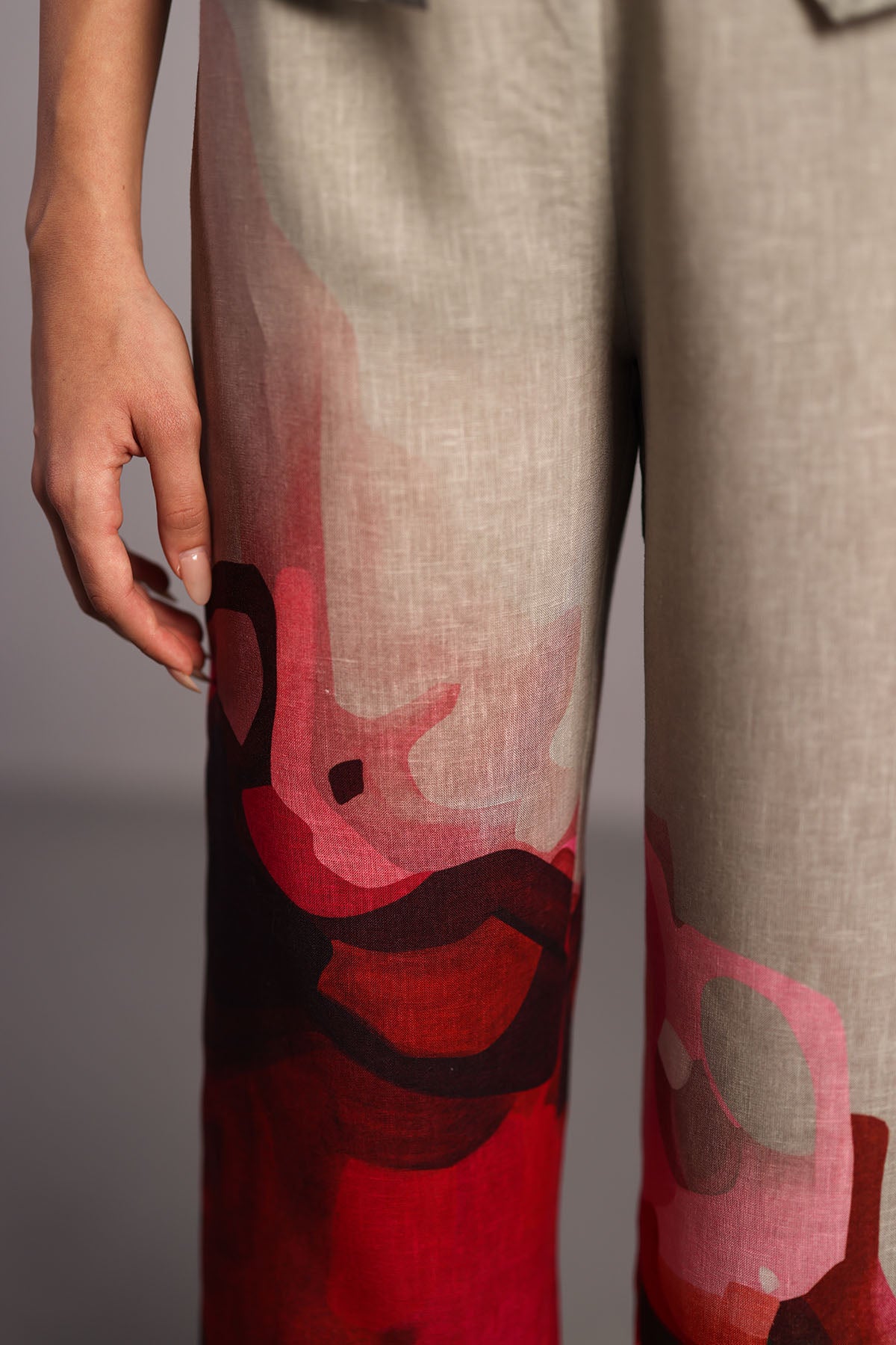 Diffuse Crimson Red & Grey Jacket Set