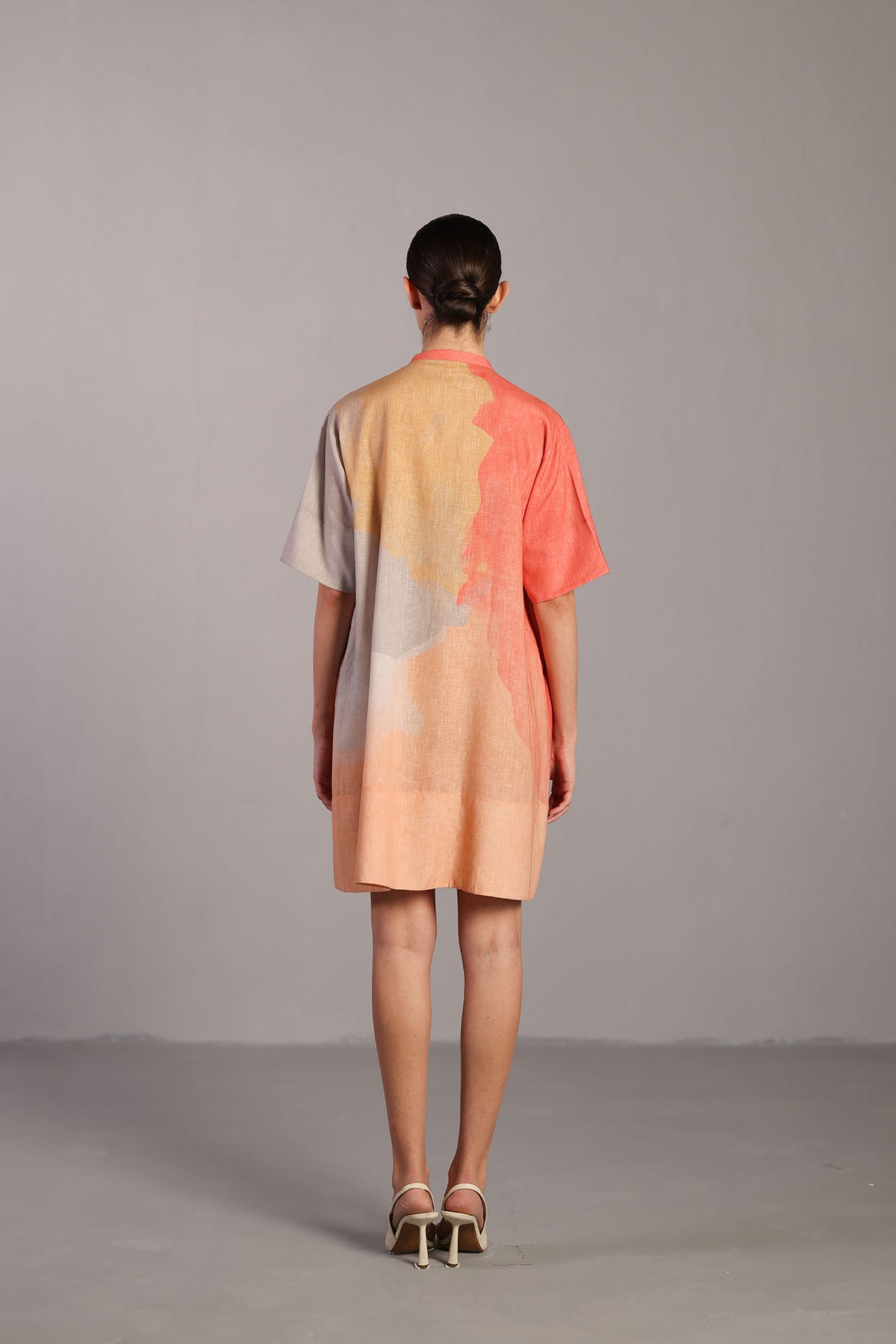 Diffuse Peach & Grey Short Dress