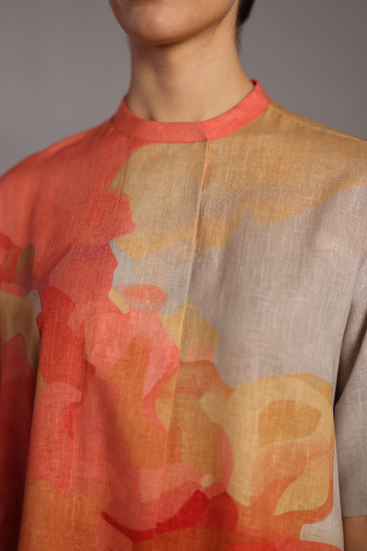 Diffuse Peach & Grey Short Dress