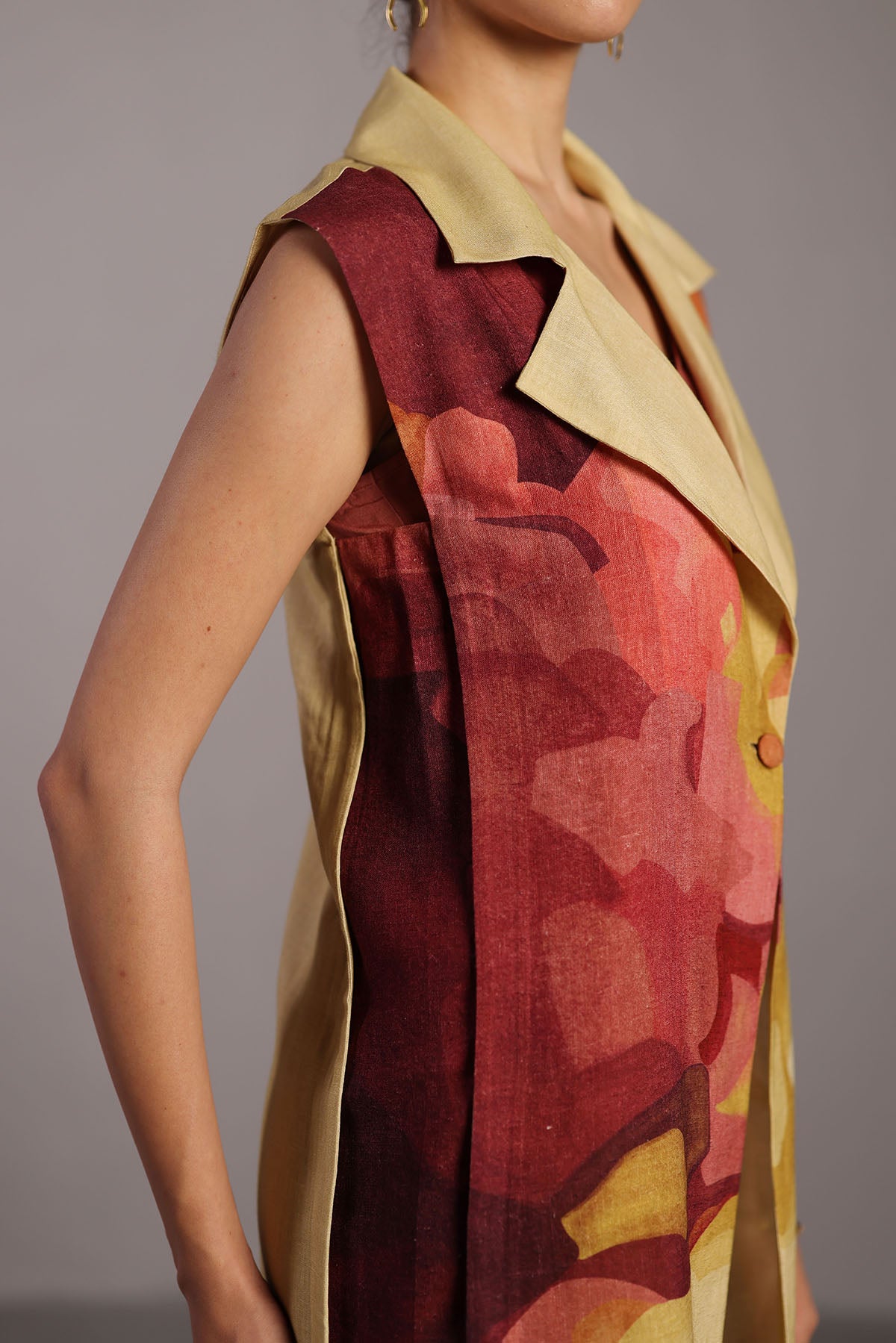 Diffuse Wine & Cream Jacket Set