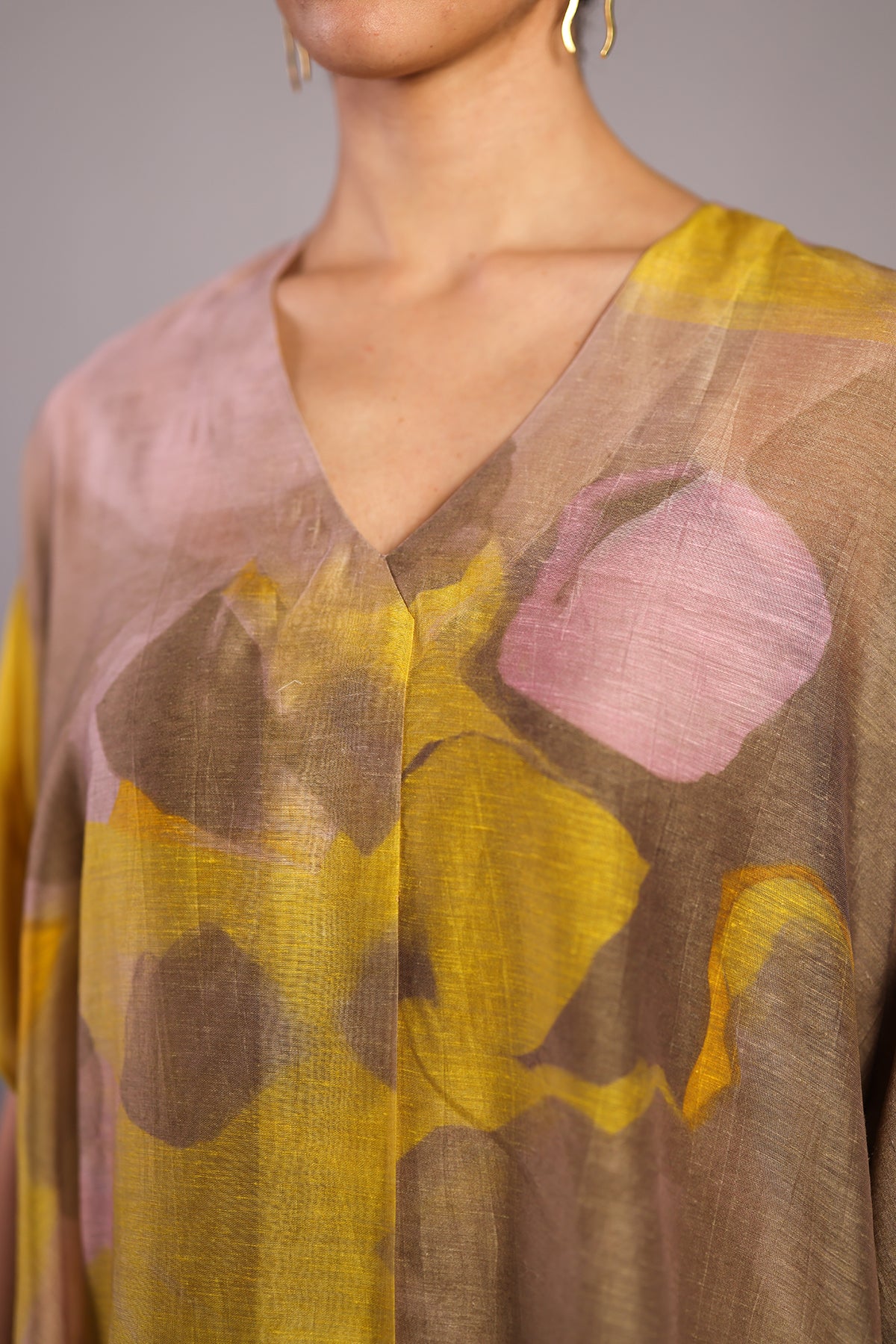 Candy Floss Smoky Beige & Bright Yellow A line Kurta Set