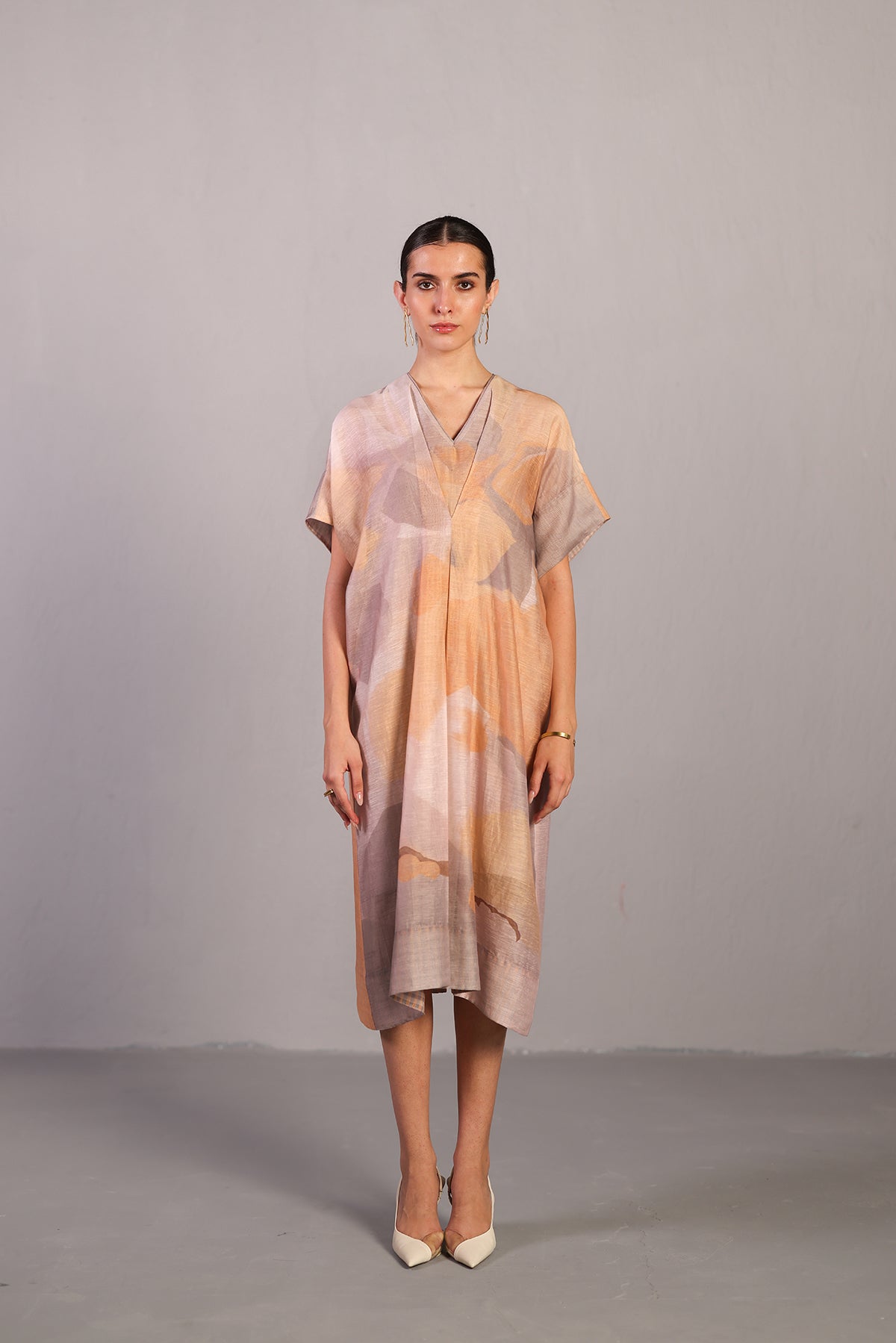 Candy Floss Soft Grey & Orange Dress