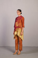 Diffuse Wine & Cream Kurta Set