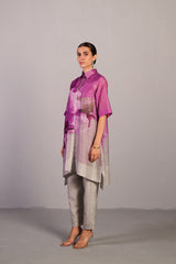 Diffuse Beetroot & Light Grey Kurta Set