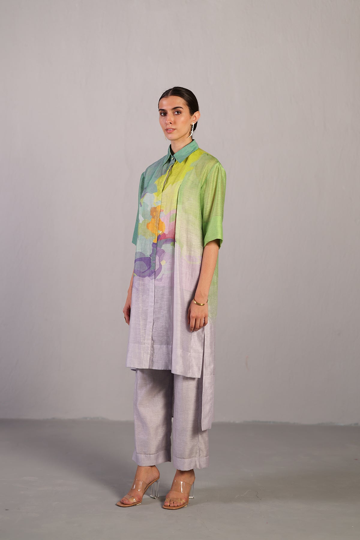 Diffuse Neon Blue & Green Kurta Set