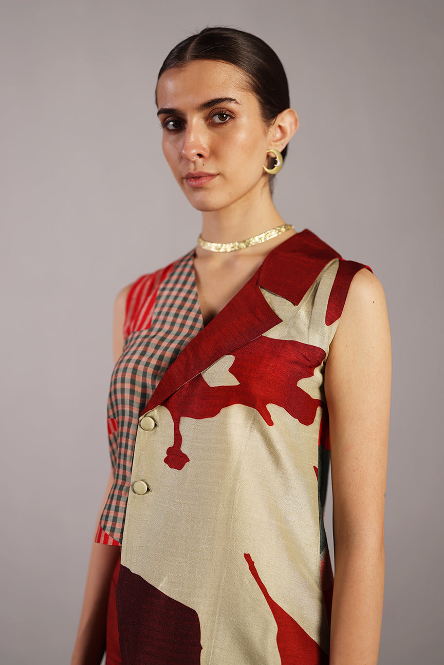Floro Crimson Red Jacket Set