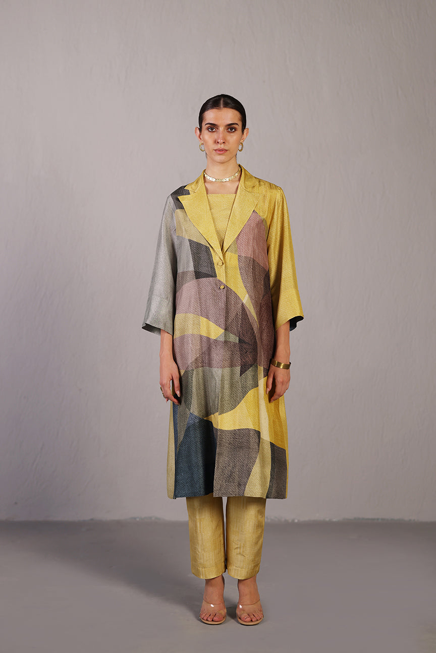 Whorl Yellow & Grey Kurta Set