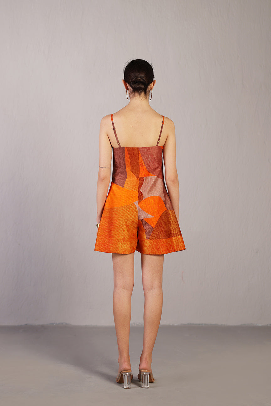 Patch Orange & Rust Playsuit