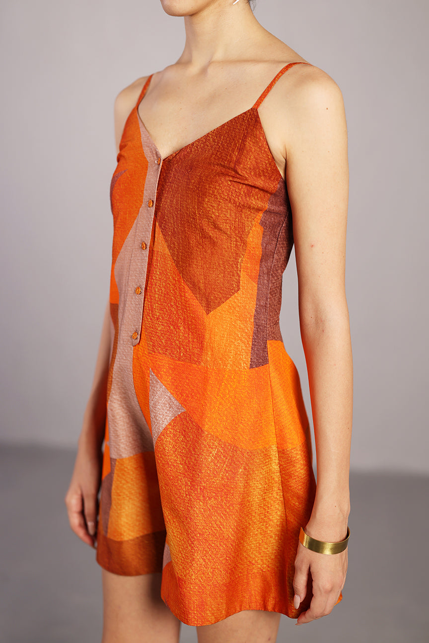 Patch Orange & Rust Playsuit
