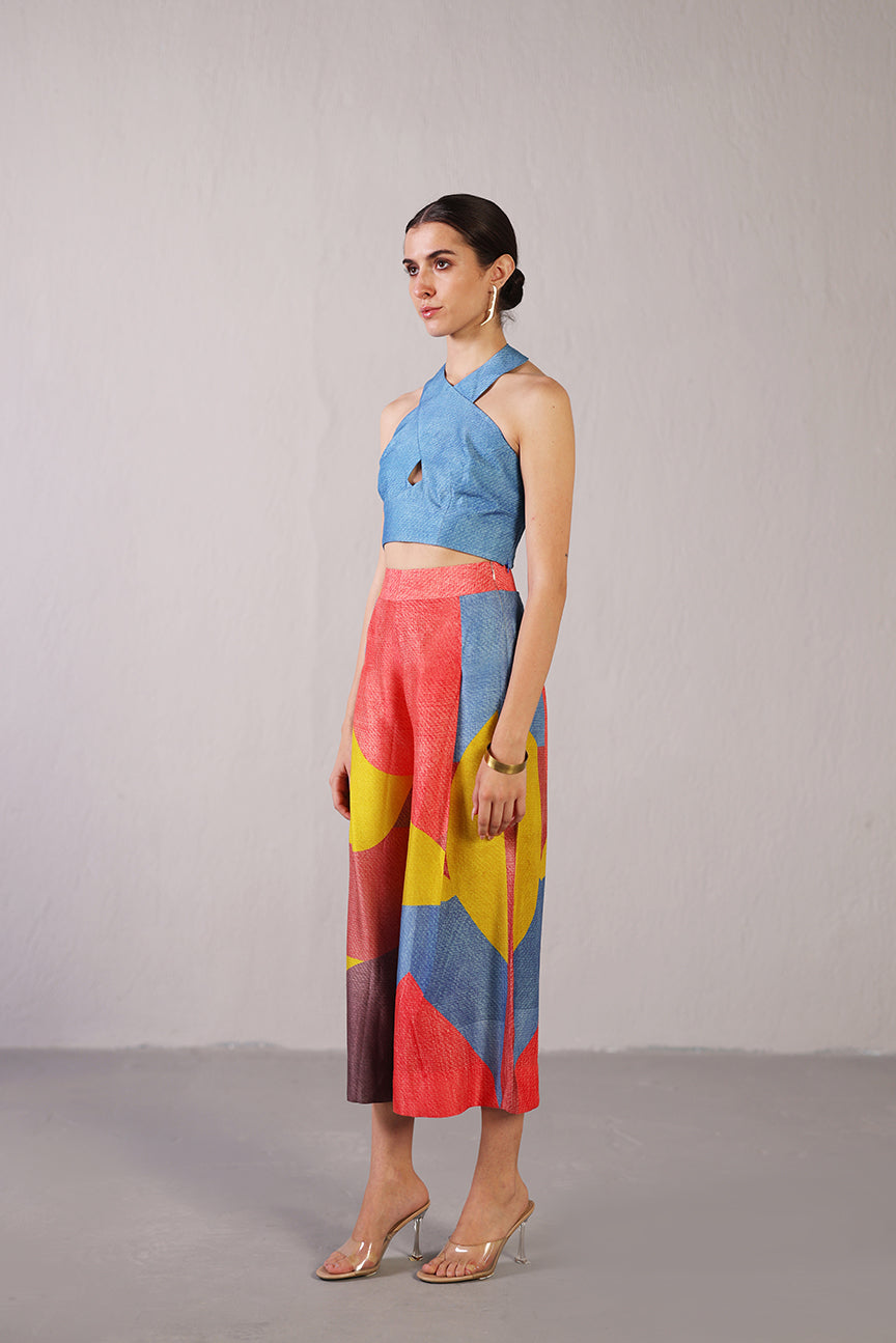 Patch Coral Red & Blue Co-Ord Se