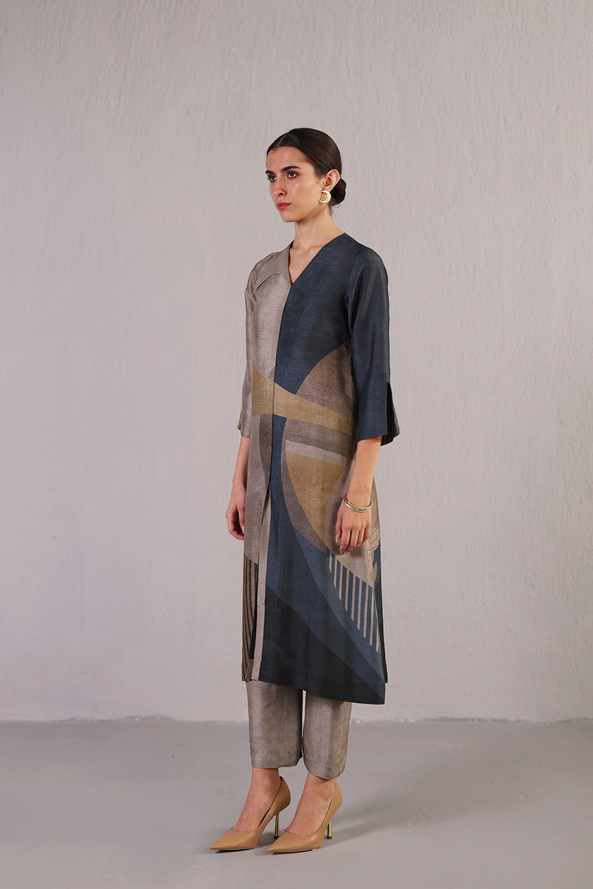 Botanica Grey & Beige Kurta Set