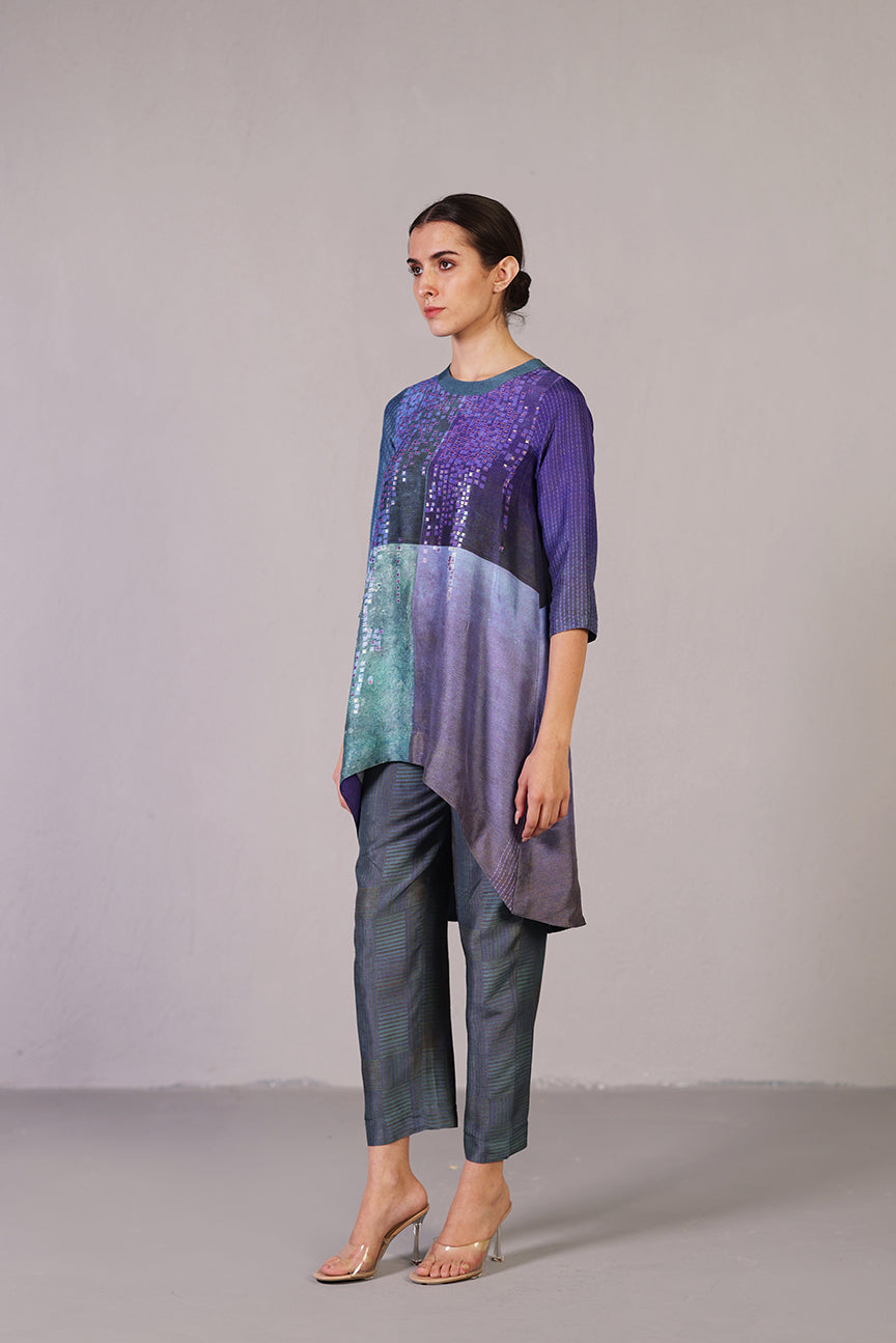 Glint Green & Purple Kurta Set