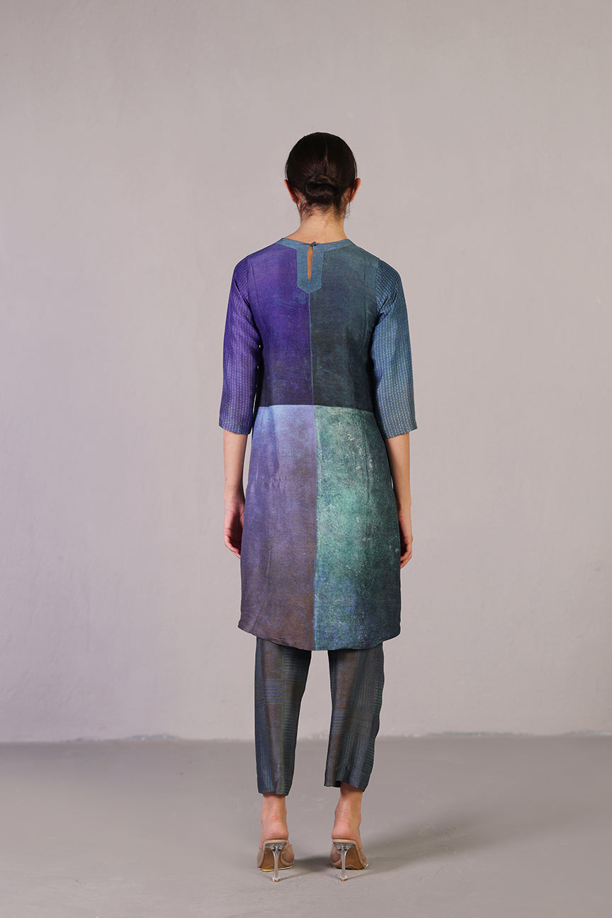 Glint Green & Purple Kurta Set