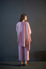 Mauve pink one side kaftan sleeve set