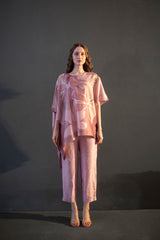 Mauve pink one side kaftan sleeve set