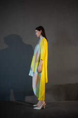 Deep yellow long kaftan tail set