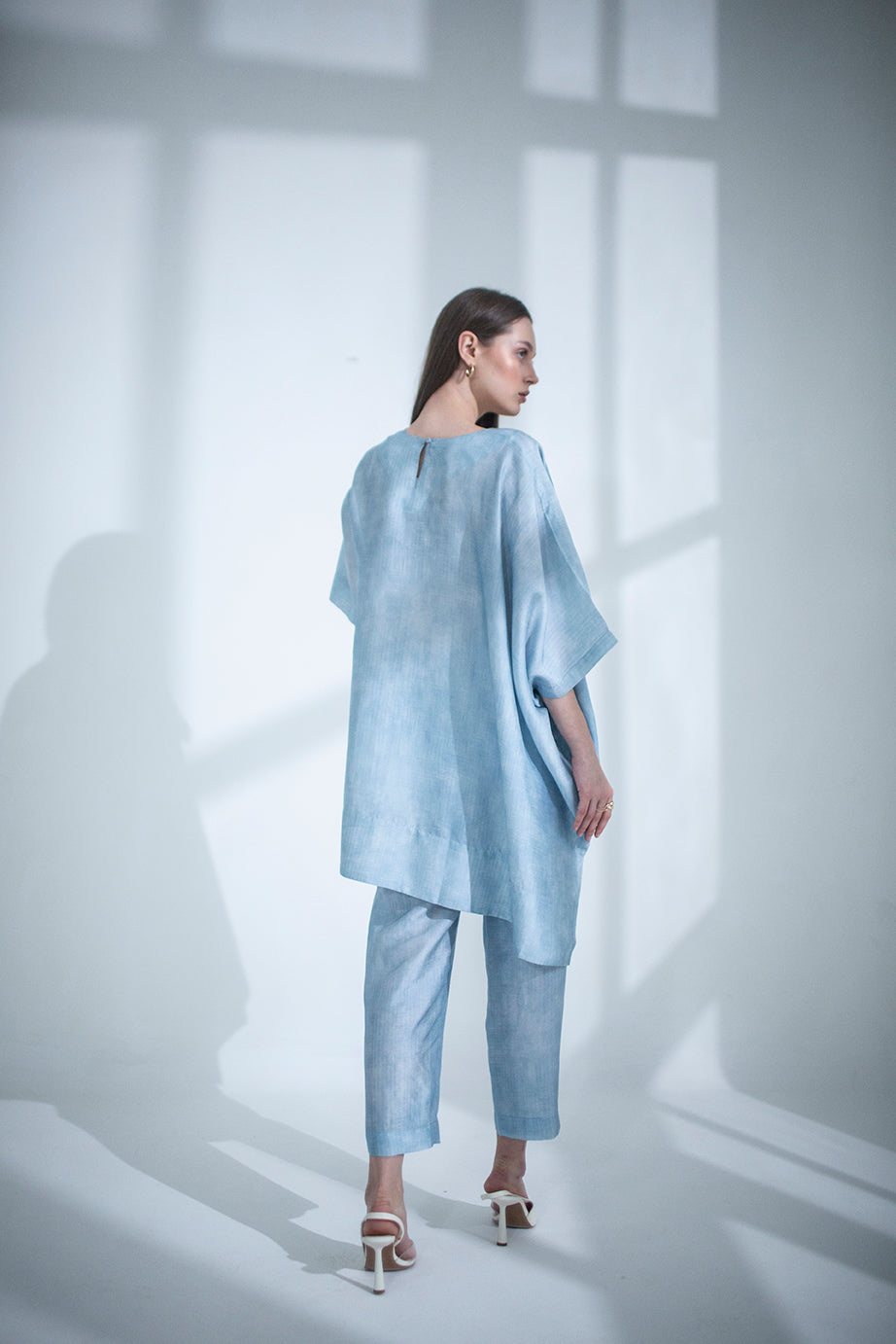 Light blue one side kaftan sleeve set