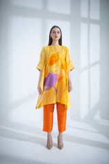 Yellow & orange asymmetric kurta set