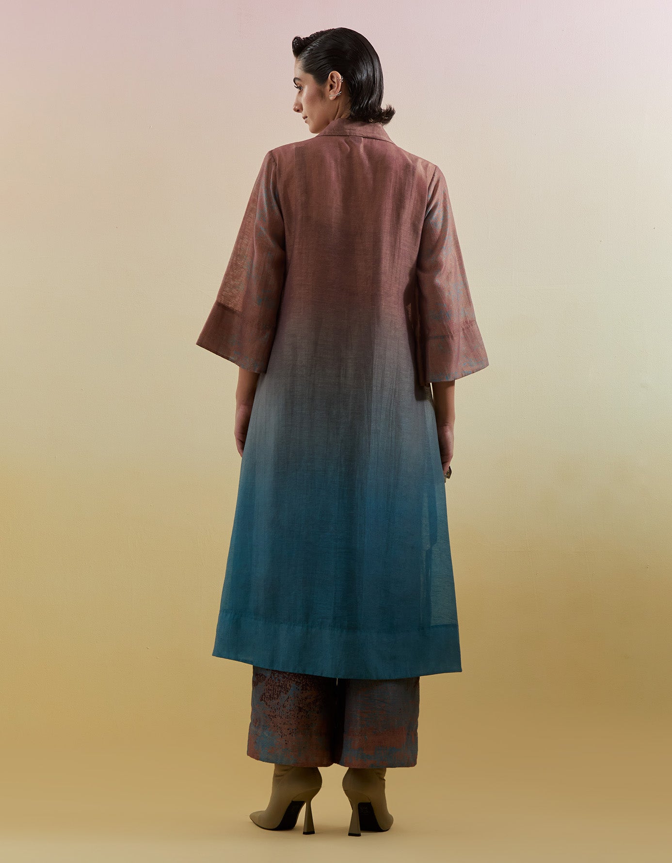 Gliss Brown & Blue Kurta Set