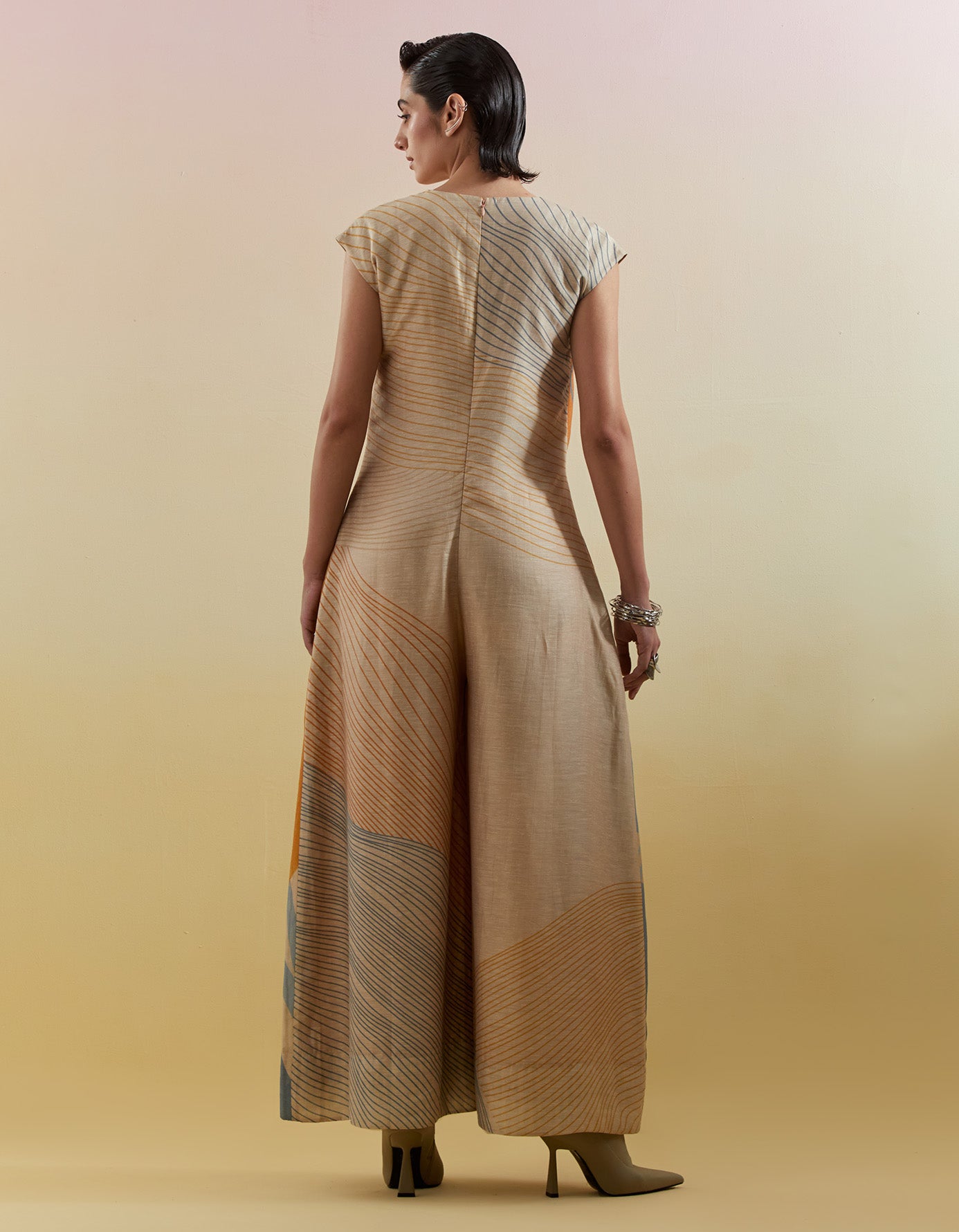 Gliss Beige & Teal Jumpsuit