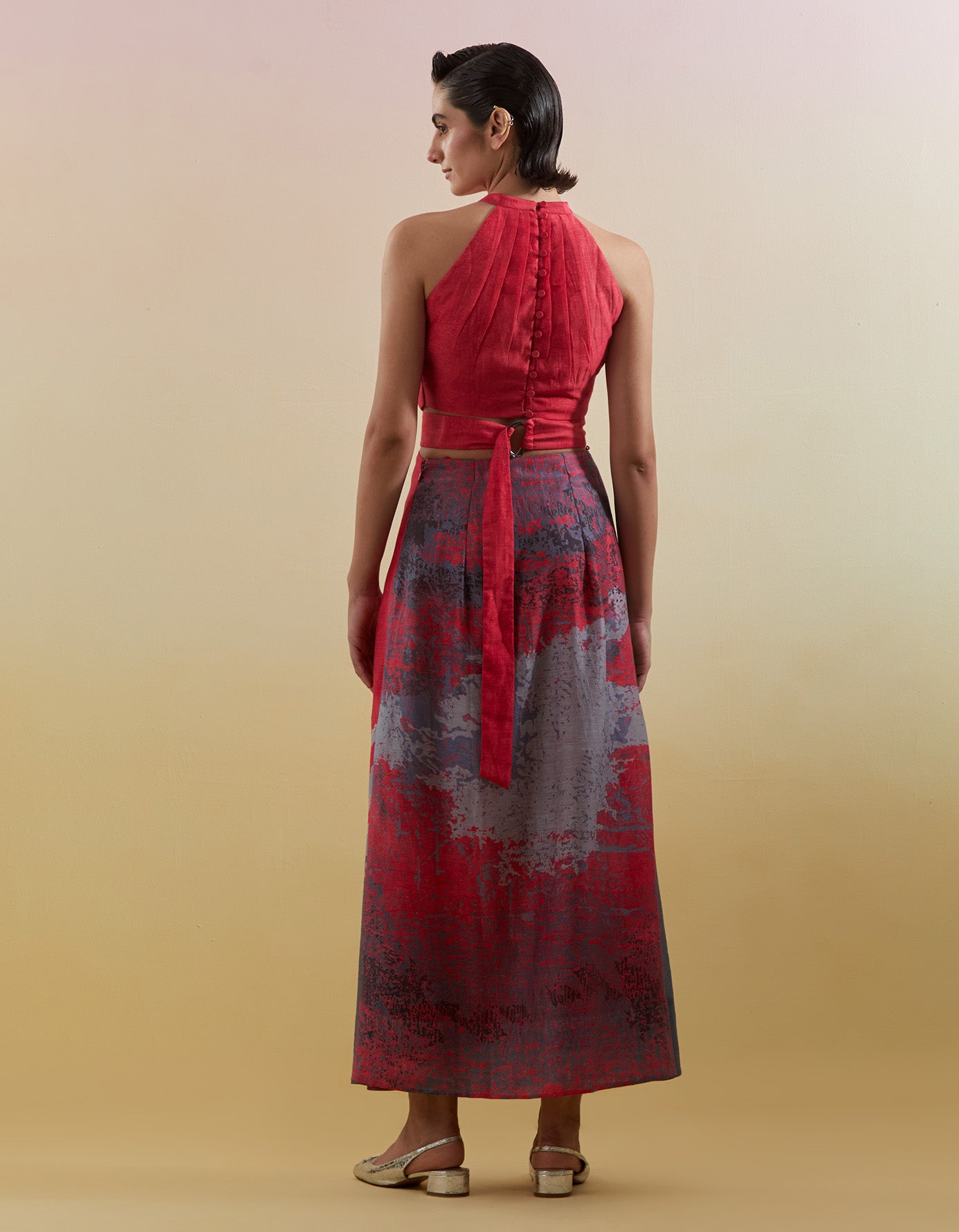 Gliss Pink & Grey Halter Dress