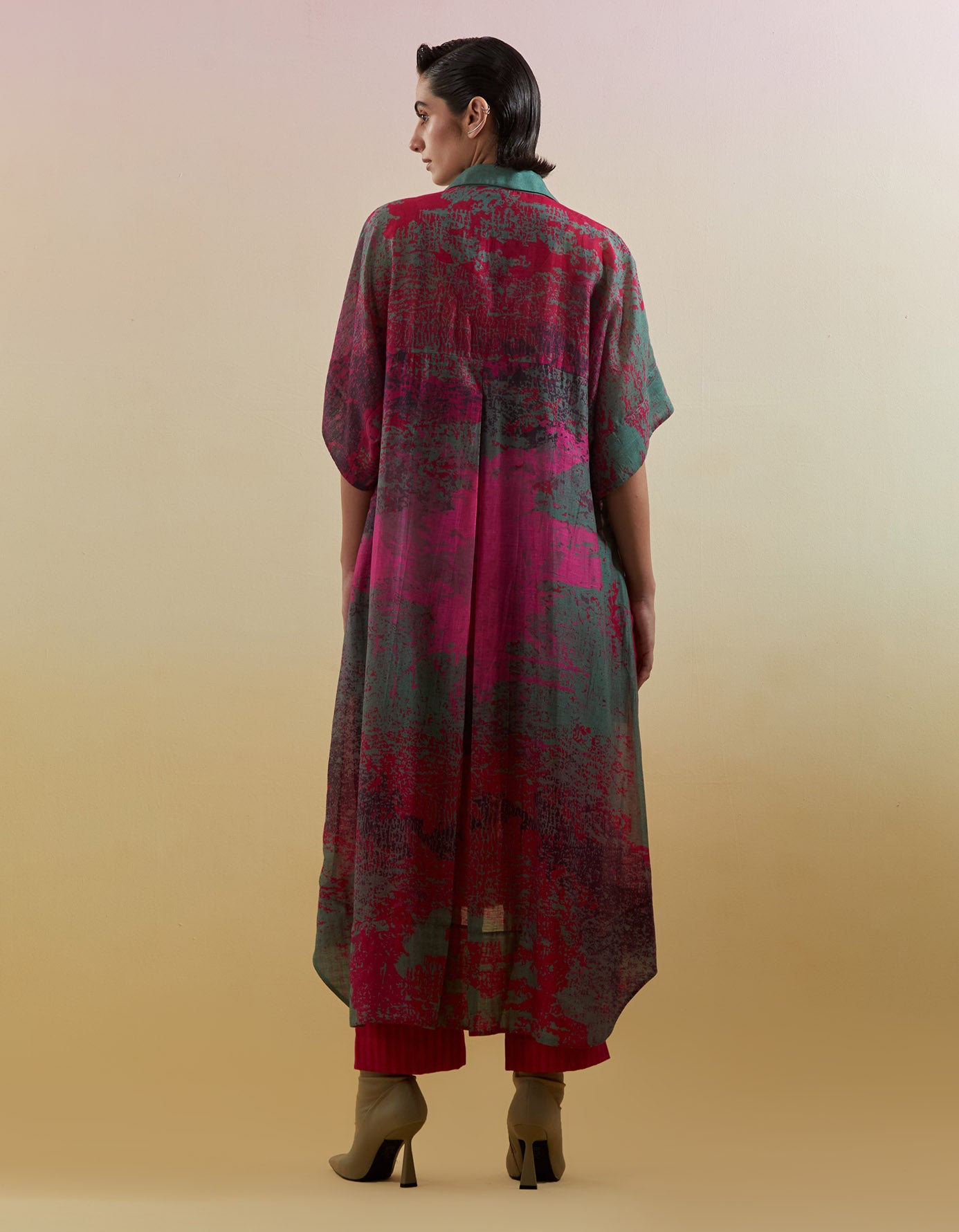 Gliss Green & Pink Long Kurta Set