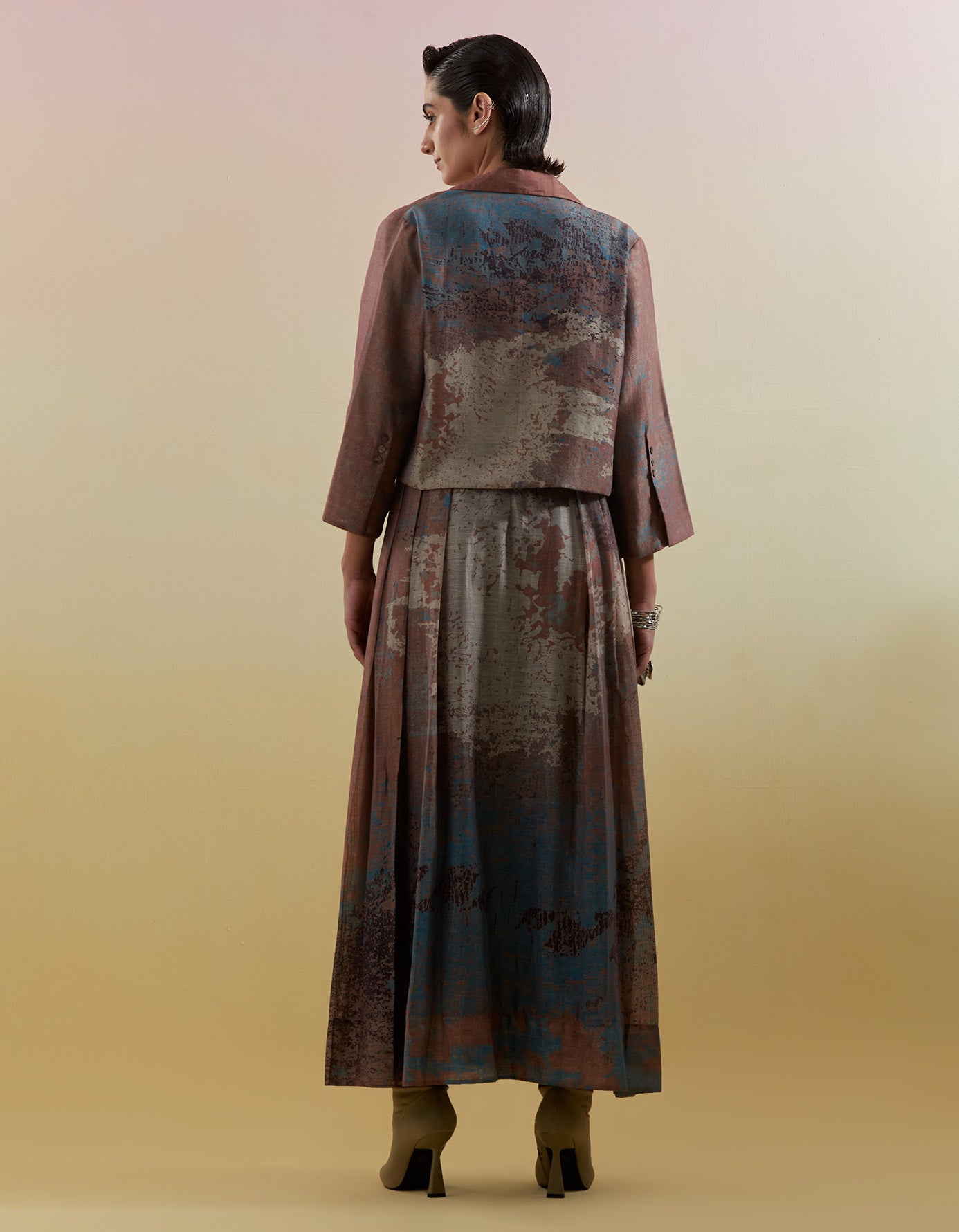 Gliss Brown & Blue Jacket Set
